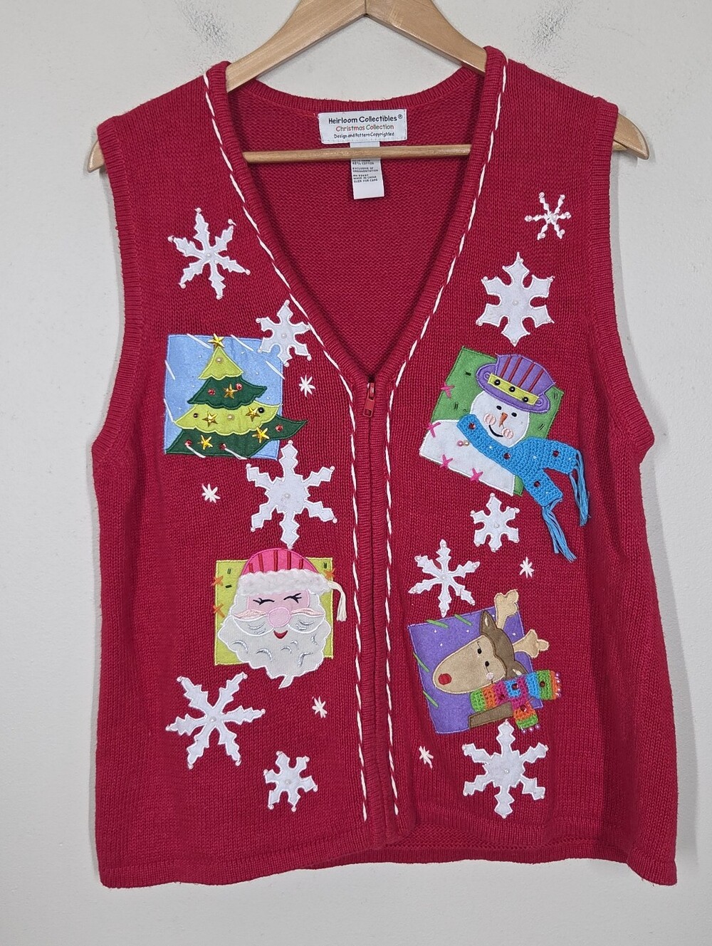 Vtg 90s Y2K Heirloom Collectibles Ugly Christmas Sweater Vest Holiday XL Granny